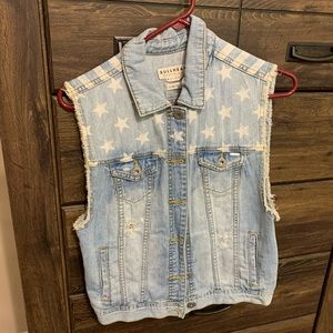 Distressed Americana jean jacket vest